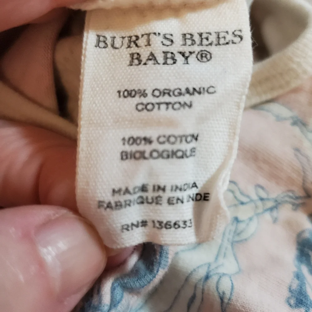 Burt's Bees Organic Cotton Baby Girl Long Sleeve One‎ Piece Size 24M